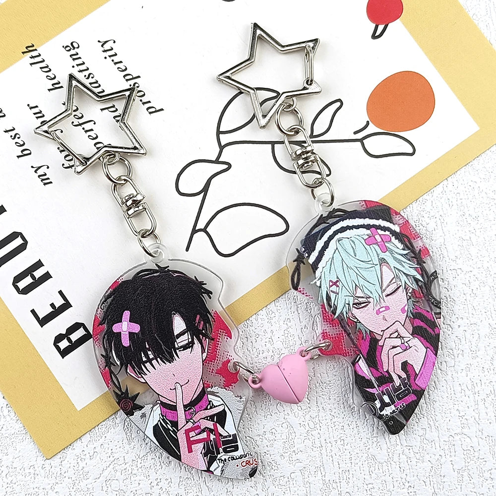 Anime ALIEN STAGE Keychain Till Ivan Heart-Shaped Magnetic Pendant Cute Bag Pendant Key Ring Acrylic Cartoon Girl Gifts