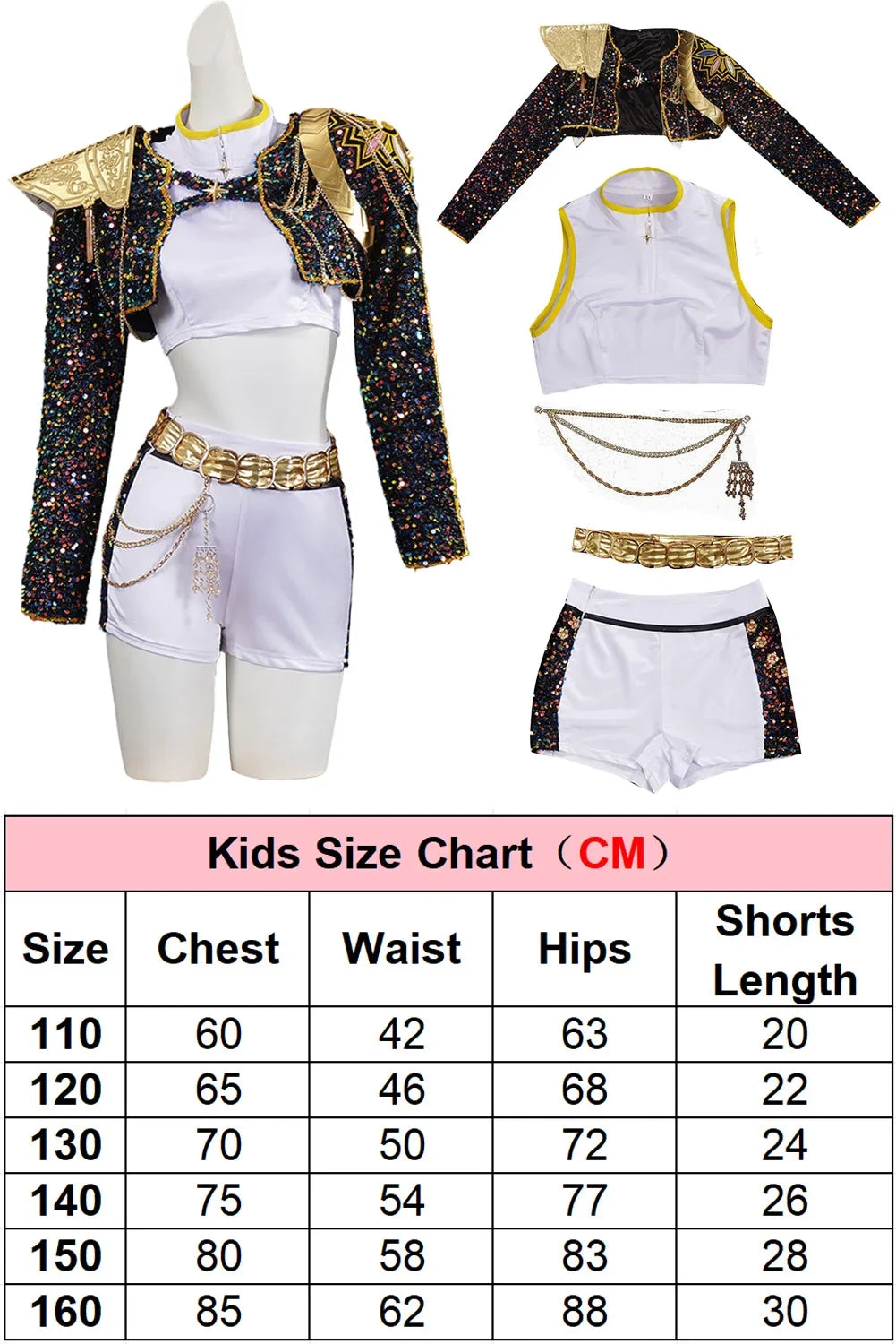 Kid Girls  Cosplay Kids Black Gloden Costume Chid Disguise Performance Roleplay Uniform Halloween