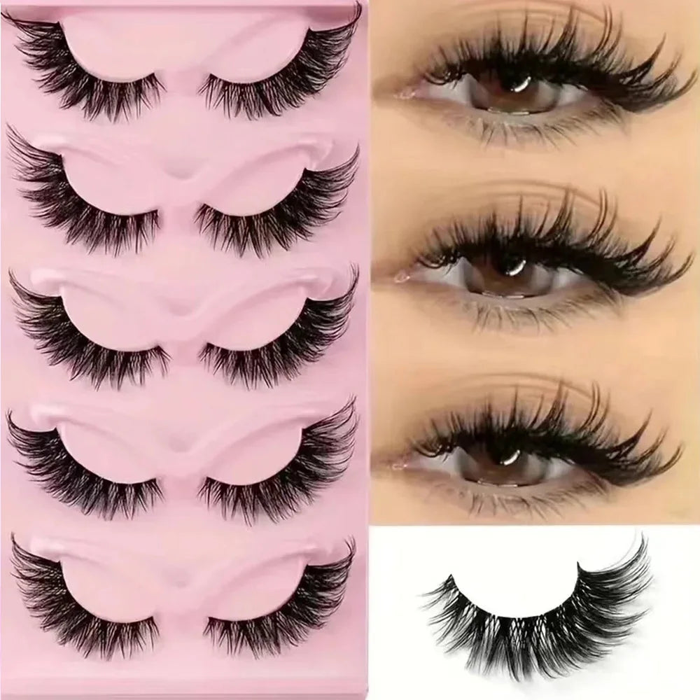 5 Pairs Volume Dramatic False Eyelashes Long Thick Wispy Eye Lashes for Stage Performance Party Cosplay Halloween Makeup