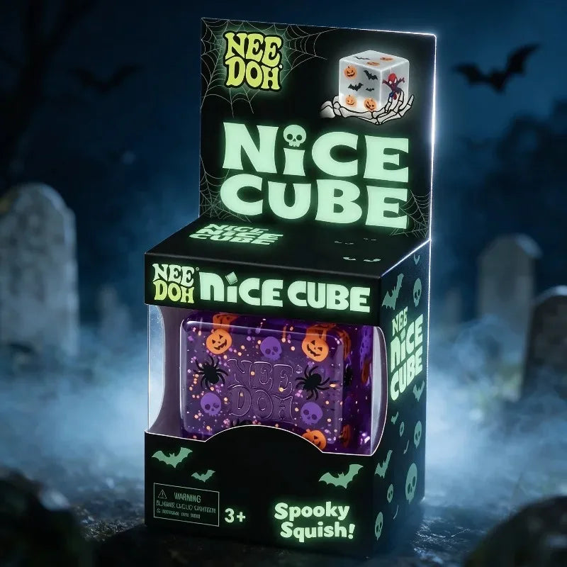 Halloween ghost Nee Doh Nice cube slow rebound soft toy maltose cube fidgety decompression extrusion toy party holiday gift.