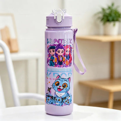 3D Printed Girl Cartoon Water Bottle, Stylish and Durable, Portable with Lanyard, Large Capacity, Leakproof, for All Ages.