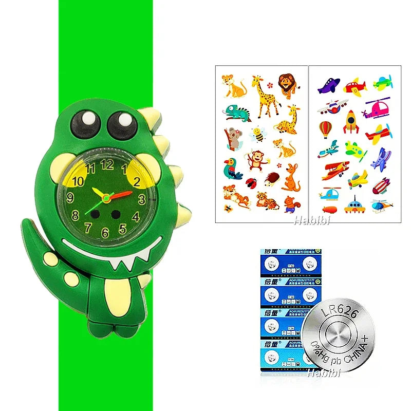 Boys Girls Watches Baby Kindergarten Party Gift Children Study time Toy Wristwatches Slap Bracelet Clock Cartoon Kids Watches