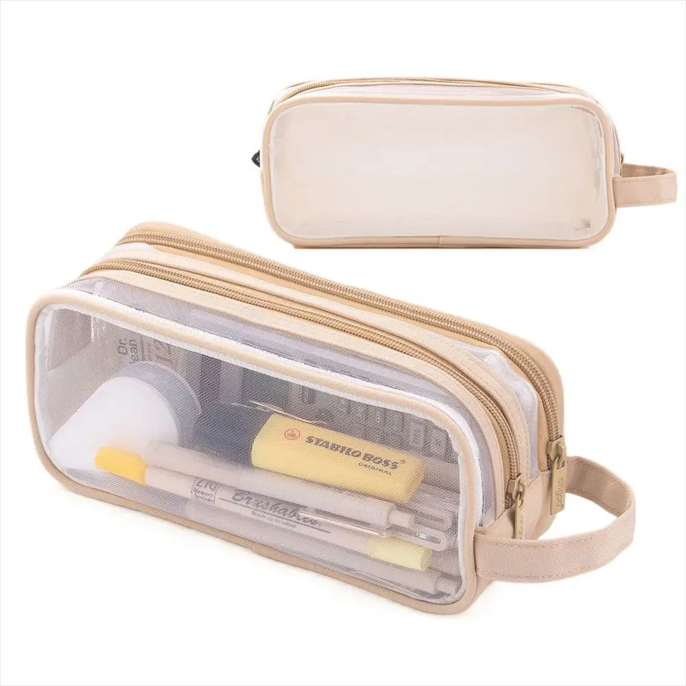 Purple Transparent Pencil Case, Large-capacity Simple Stationery Bag, Cute Cosmetic Bag, Student Study Supplies, Office Supplies
