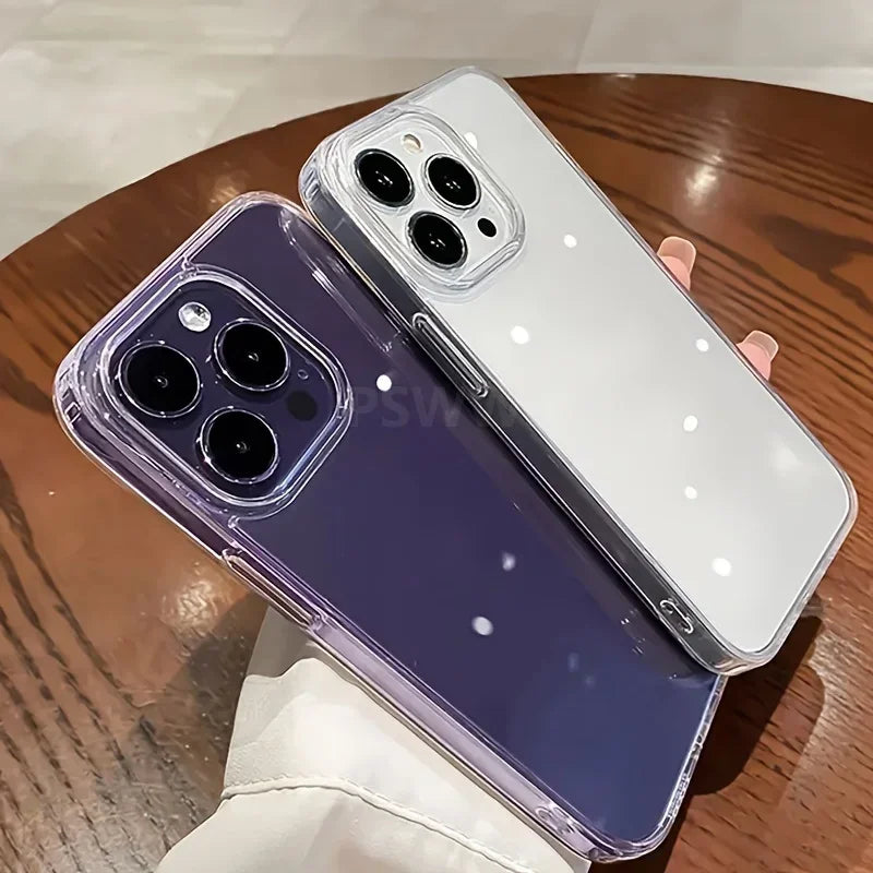 Luxury Transparent Phone Case For iPhone Duo 18 17 16 15 14 Plus 13 12 11 Pro Max Shockproof HD Clear Hard Acrylic Back Cover