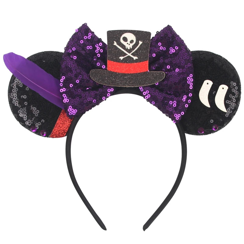 2026Latest Mickey Minnie Ear Headband Sequin Bows For Girl Adult Kids Halloween Party Cosplay Hair Accessories Princess Hairband