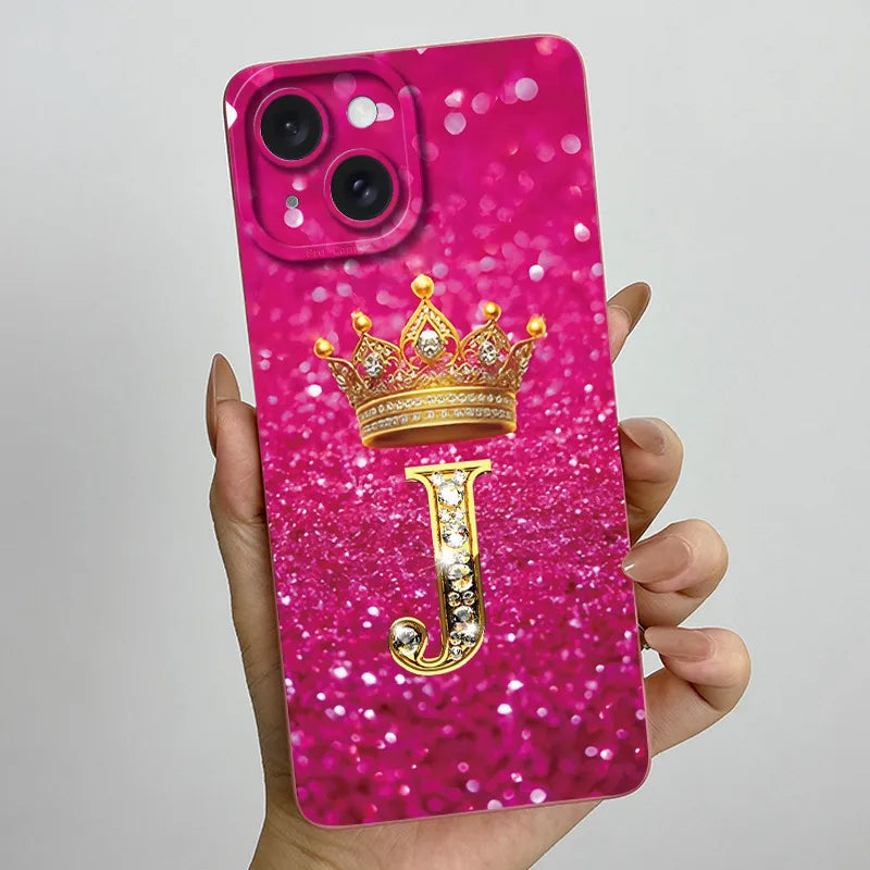 For Apple iPhone 15 Plus Case iPhone15 Pro Crown Letter Cover Soft Liquid Phone Case For iPhone 15 Pro Max iPhone15 Fundas Coque