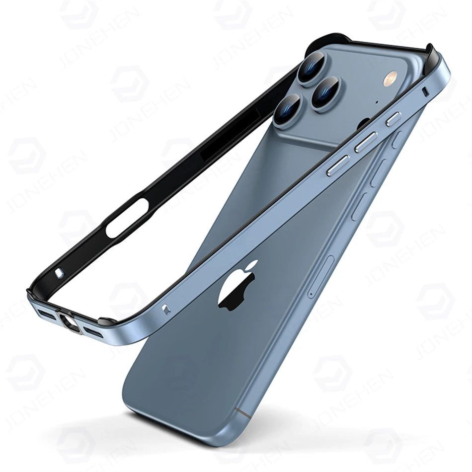 Light Hybrid Silicone Frame Aluminum Metal Case For iPhone 18 17 16 15 14 13 Pro Max Air Better Heat Bumper Alloy Accessories