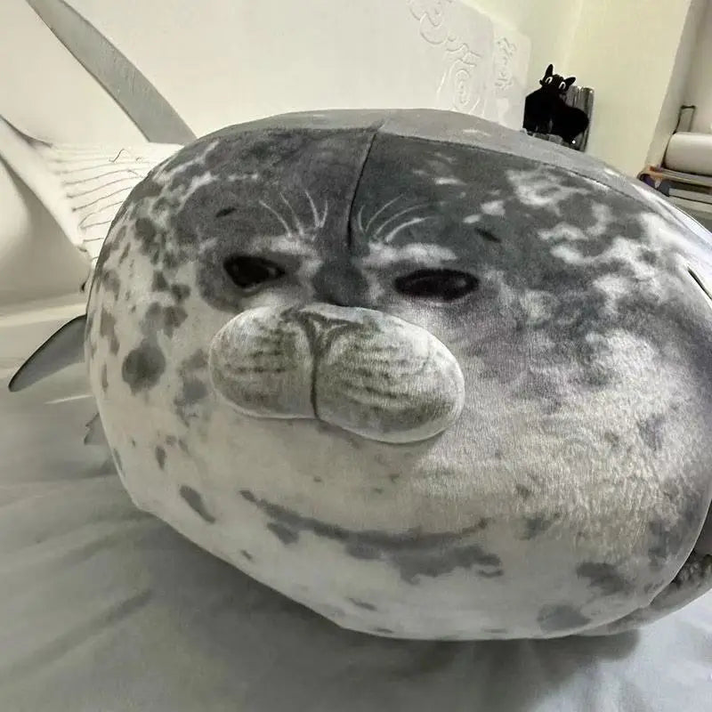 Angry Blob Seal Pillow Chubby 3D Novelty Sea Lion Doll Plush Stuffed Toy Baby Sleeping Throw Pillow Gifts for Kids Girls