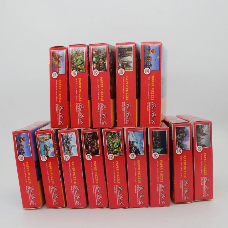 1 Box 500 Pieces 46*28cm Jigsaw Puzzles 500 Pieces Cardboard Picture Landscape Oil Painting Art Puzzles Family Games
