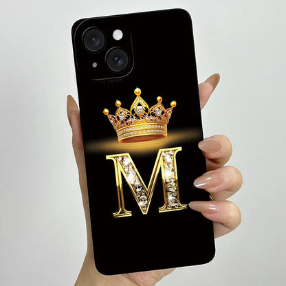 For Apple iPhone 15 Plus Case iPhone15 Pro Crown Letter Cover Soft Liquid Phone Case For iPhone 15 Pro Max iPhone15 Fundas Coque
