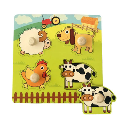 Baby Wooden Puzzles Montessori Toys 1 2 3 Years Toddler Toys Hand Grab Board Alphabet Number Cognition Learning Educational Toys