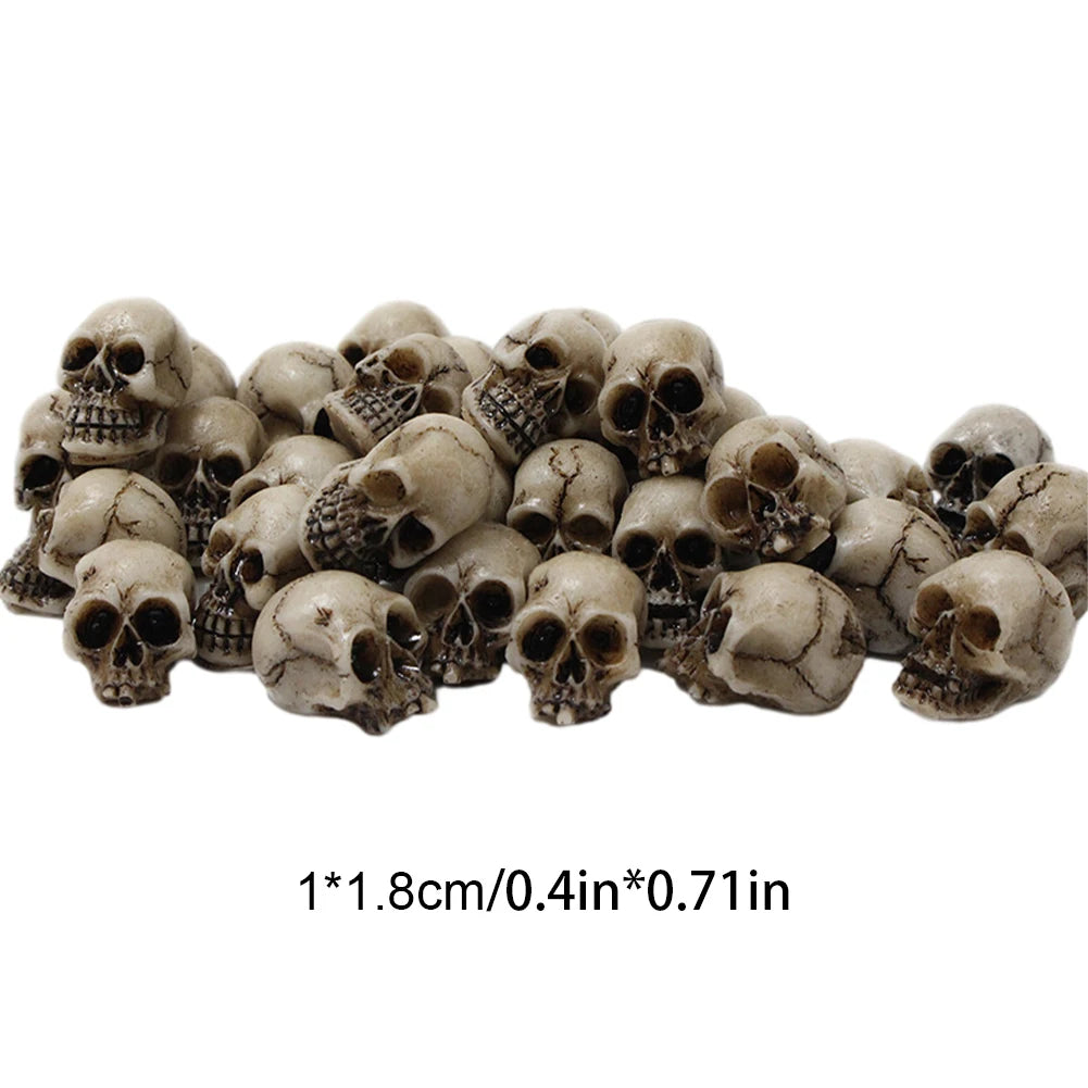 20Pcs Mini Skull Figure Collectable Halloween Miniature Skulls Heads Creative Festival Theme Landscape Garden Potted Plant Decor