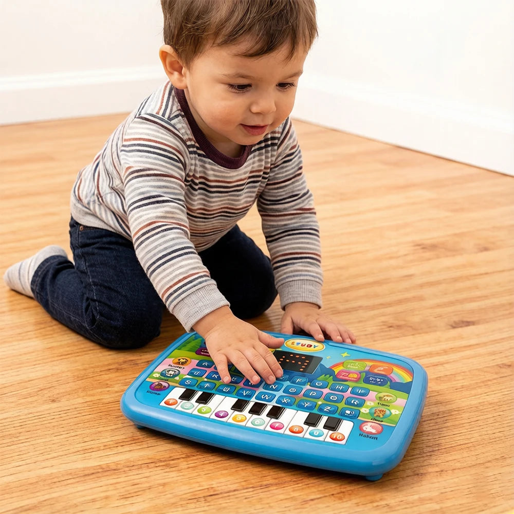 New Mini Simulation Laptop Early Learning Machine With LED Display Musical Kids Educational Toy Available In Purple And Blue Siz