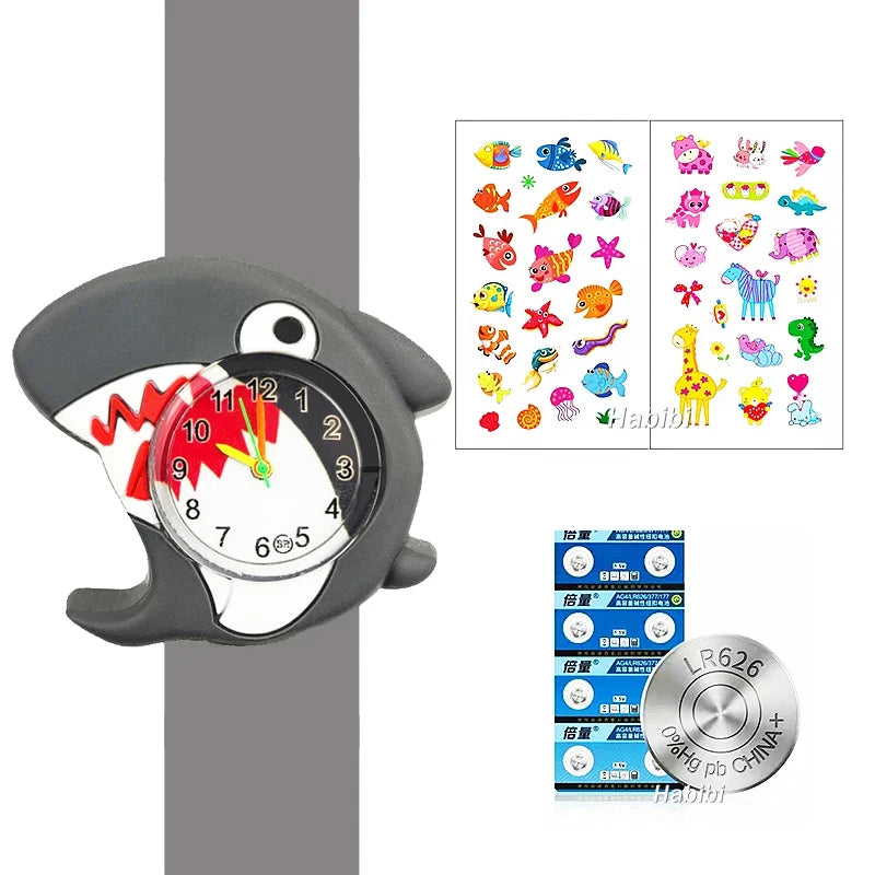 Boys Girls Watches Baby Kindergarten Party Gift Children Study time Toy Wristwatches Slap Bracelet Clock Cartoon Kids Watches
