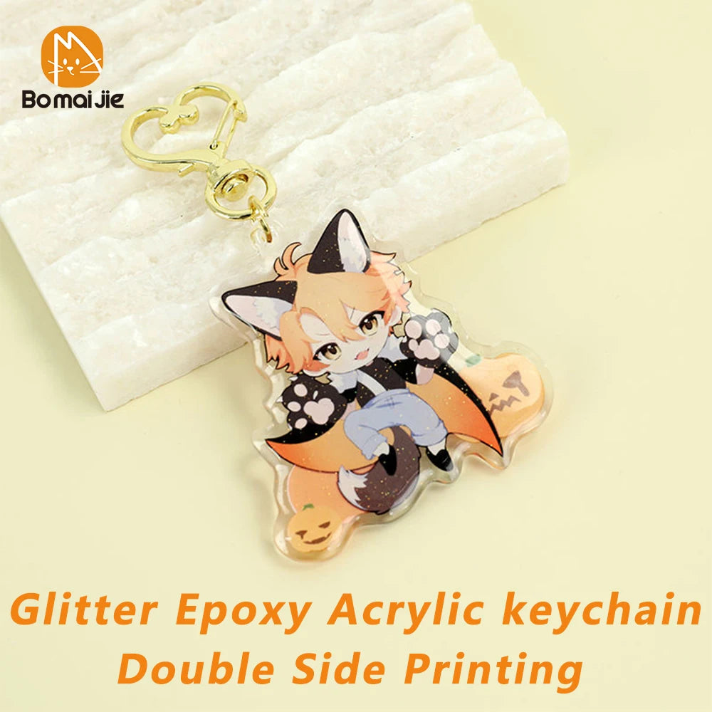 Custom Acrylic Keychain Customized Double Sided Printing Epoxy Hologram Keychains Design Game Anime Cartoon Logo Key Chain Gift