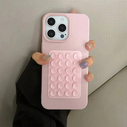 3D Suction Cup Stand Litchi Pattern Phone Case For iPhone 18 17 16 15 Pro Max Plus 16E 14 13 12 11 Pro Max X XS Shockproof Cover
