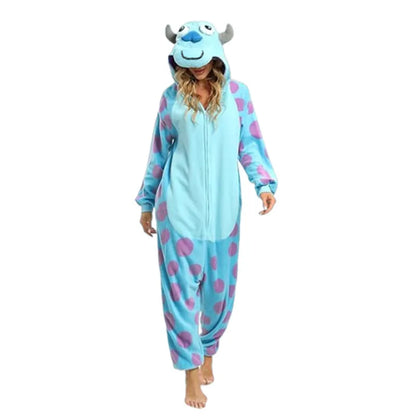 Polar Fleece Sullivan Mike Wazowski Monster Kigurumi Adults Cartoon Onesie Pyjama Costumes For Halloween Carnival Cosplay Party
