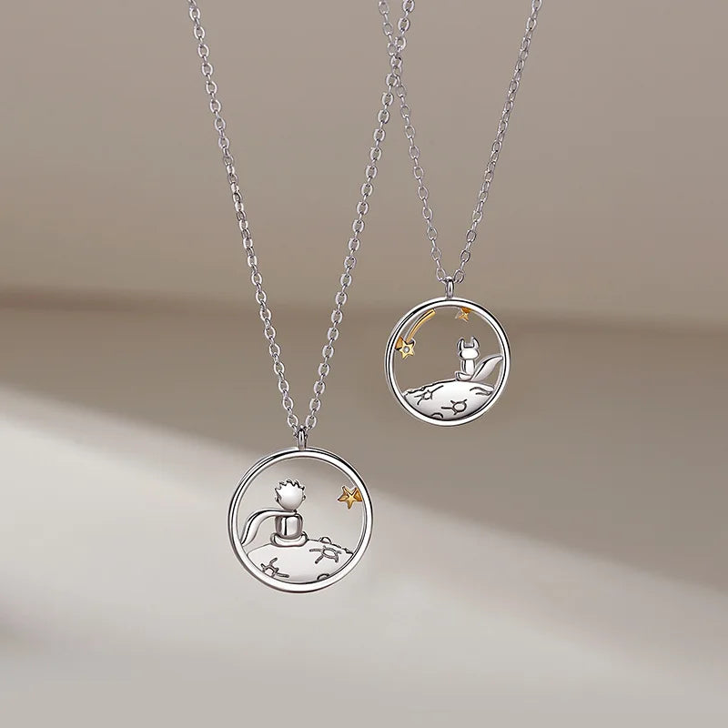 Fashion Cute Prince Little Fox Pendant Necklaces Choker Couple Necklaces Pendants Women Jewelry Accessories Valentine's Day Gift