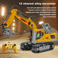 Alloy Remote Control Excavator Toy Car with Lights Sound Effect Electric Excavator Automobile Engineering Vehicle Children Gifts