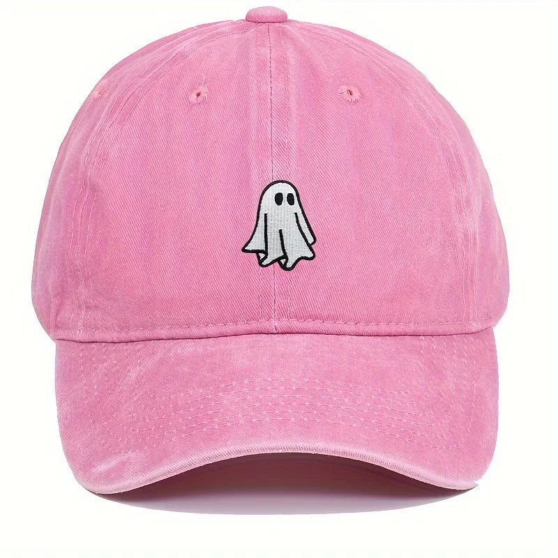 Halloween Embroidered Baseball Hat with Cute Ghost Pattern Simple Style Suitable for Men and Women