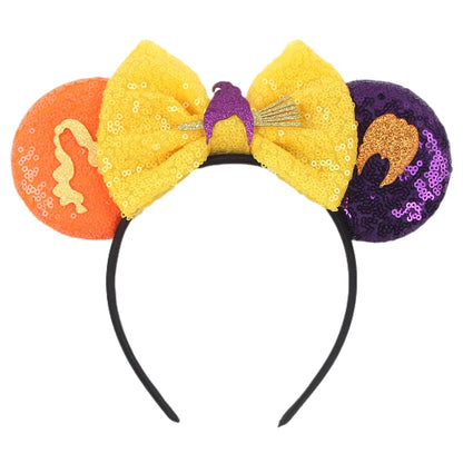 2024 Halloween Mouse Ears Headband Sequins Bow Hairband For Women Featival Party DIY Hair Accessories Boutique