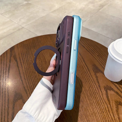 Luxury 360 Rotating Magnetic Stain-resistant Case For iPhone 17 18 Pro Max Shockproof TPU Hybrid PC For Magsafe Stand Cover