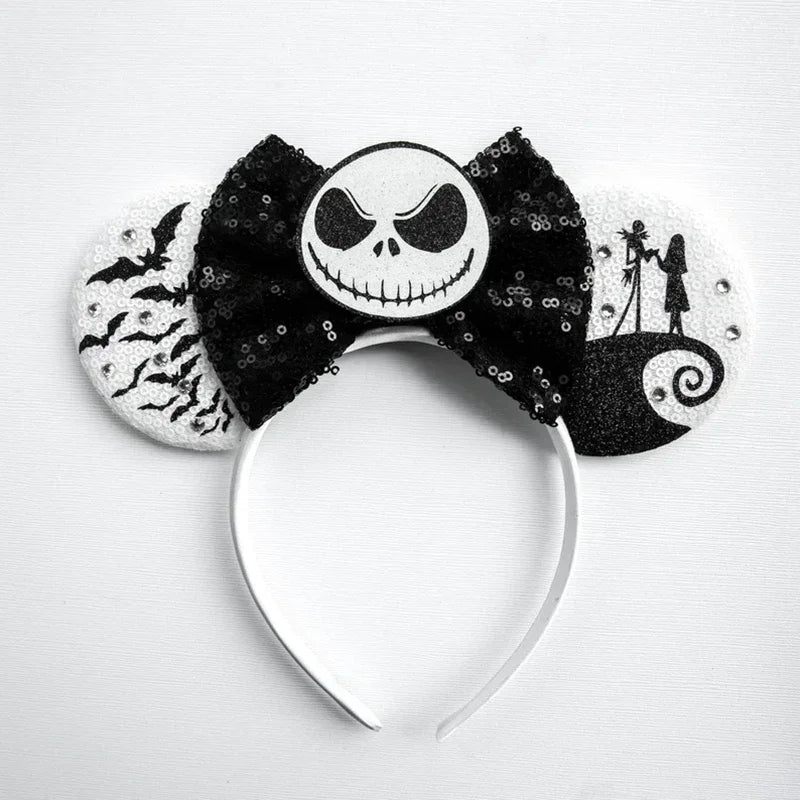 Disney Halloween Ear Headbands For Adults Kids Cosplay Bat Skeleton Maleficent Hairband Girls Ghost Women Party Hair Accessories