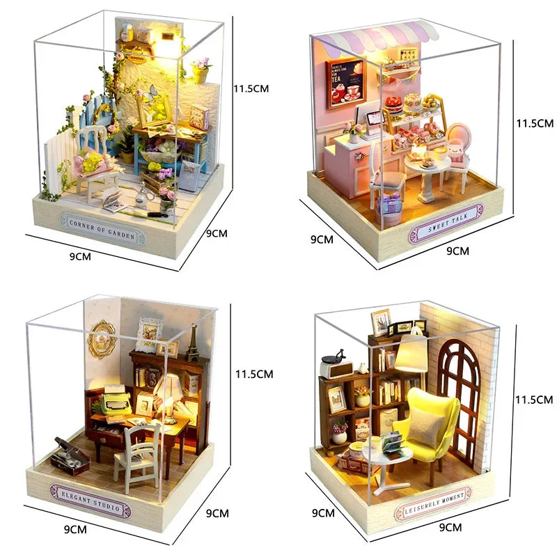 Mini Doll House DIY 3D Puzzle Assembly Building Model Toys Home Bedroom Decoration With Furniture Wooden Craft Gifts DollHouses