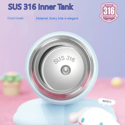 X&W Sanrio 500mL Vacuum Cup Insulated Coffee Mug Kuromi Thermos Cup 316 Stainless Steel Double Drinking Straw Cup Water Bottles
