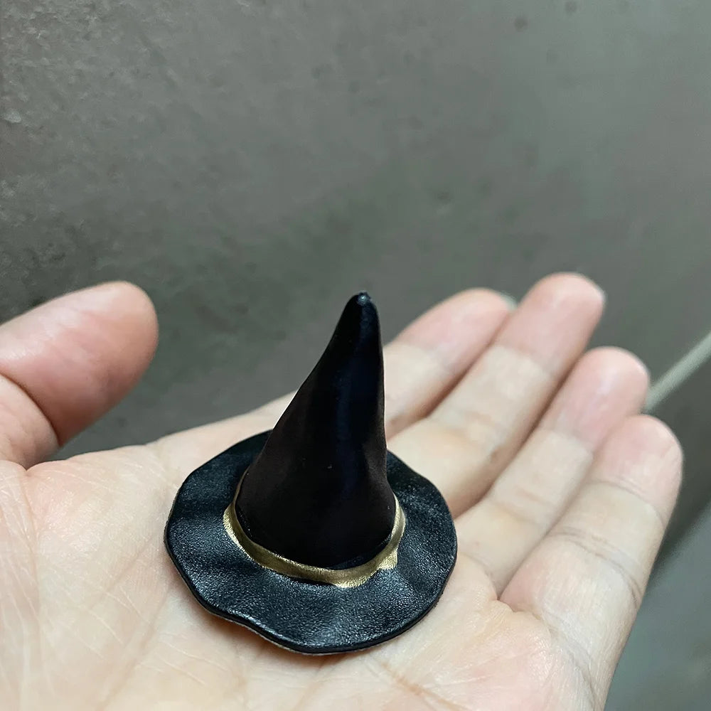 12Pcs Mini Witch Hats and Brooms Cake Toppers Halloween Mini Wizard Hats Cake Decorations for Birthday Wedding DIY Party Favors