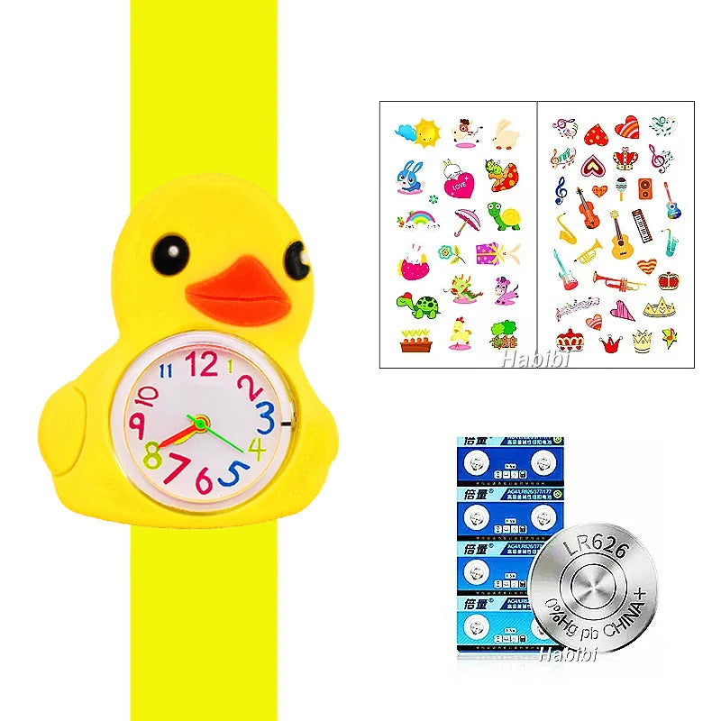 Boys Girls Watches Baby Kindergarten Party Gift Children Study Time Toy Wristwatches Slap Bracelet Clock Cartoon Kids Watches 22