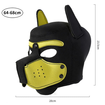Fashion Unisex Sexy Costumes Latex Open Mouth Dog Headgear Halloween Pupply Play Party Couples Games Full Face Fetish Masks Hood
