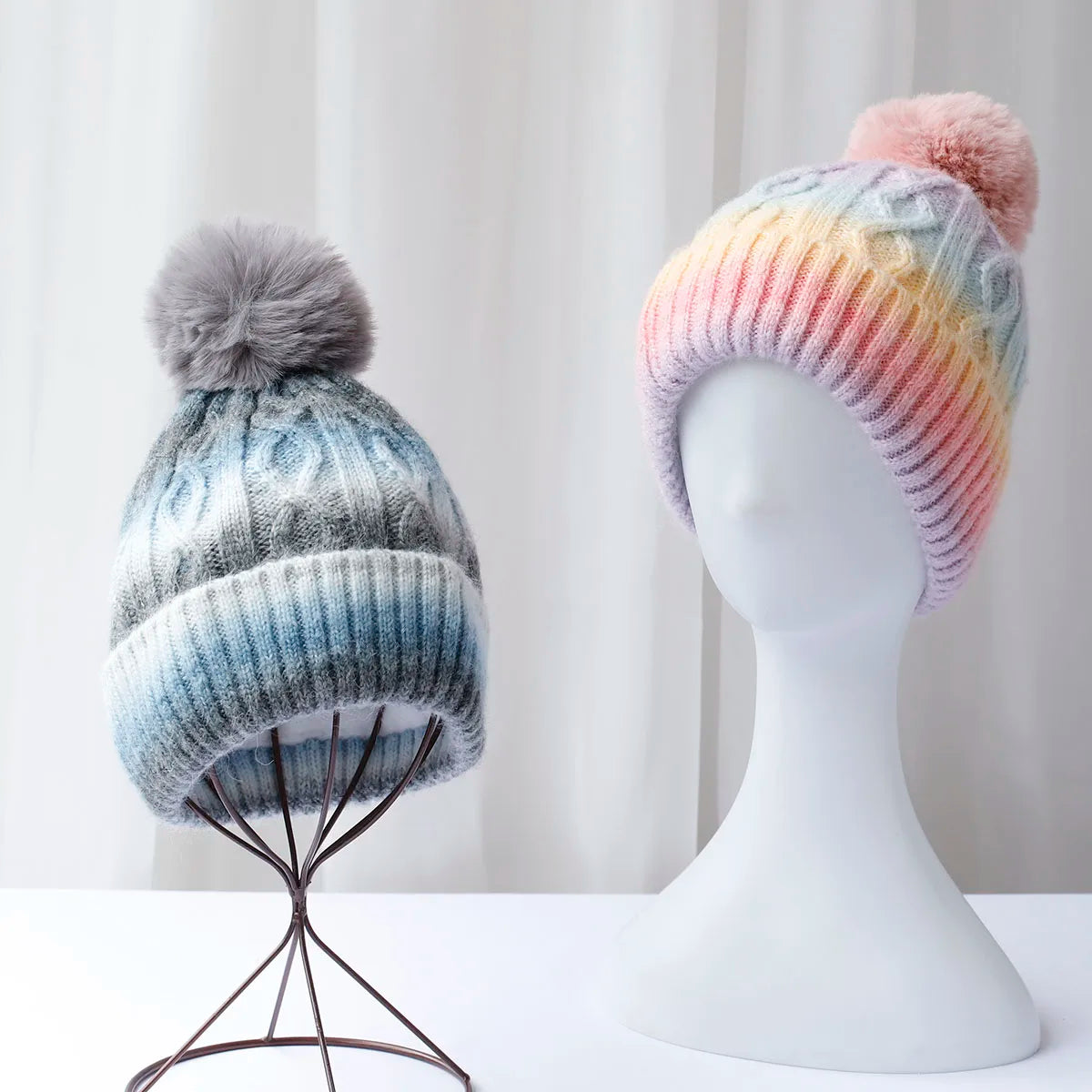 2024 tie dyed fun Ball stripe Wool hats Men's hat Knitted Women Badminton cap y2k skiing cap Halloween Hat Winter Hat Wholesale