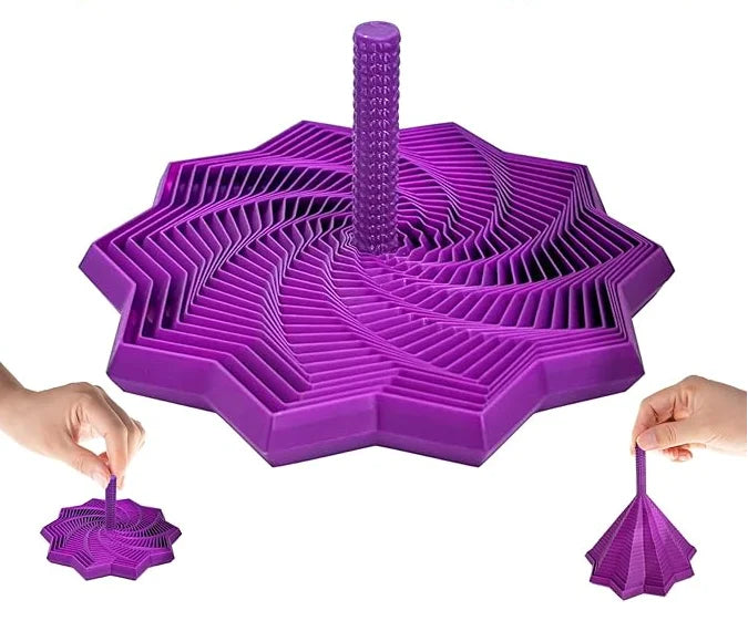 3D Printed Expanded Sensory Fidget Star,Easy-Grip Handles, Whirling Spiral Hexagon Spinner for Stress (Red and Blue,4.64in)