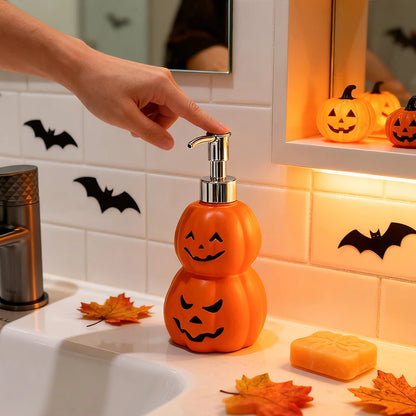 Halloween Double Layer Pumpkin Lotion Dispenser Funny Face Pump Bottle Bathroom Sink Hand Soap Holiday Desktop Decor Ornament