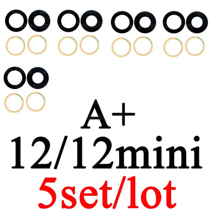 5pcs A+ Back Camera Glass for iPhone 15 Pro Max 14 13 Mini 12 11 XS Rear Camera Glass Lens Cover Holder Parts