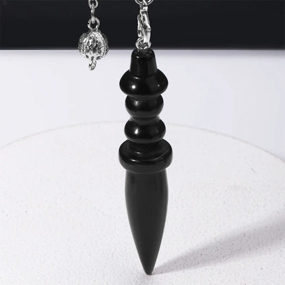 Natural Stone Pendant Egyptian Crystal Pendulum for Divination Dowsing Reiki Pink Clear Quartz Amethysts Black Onyx Pendulo X130
