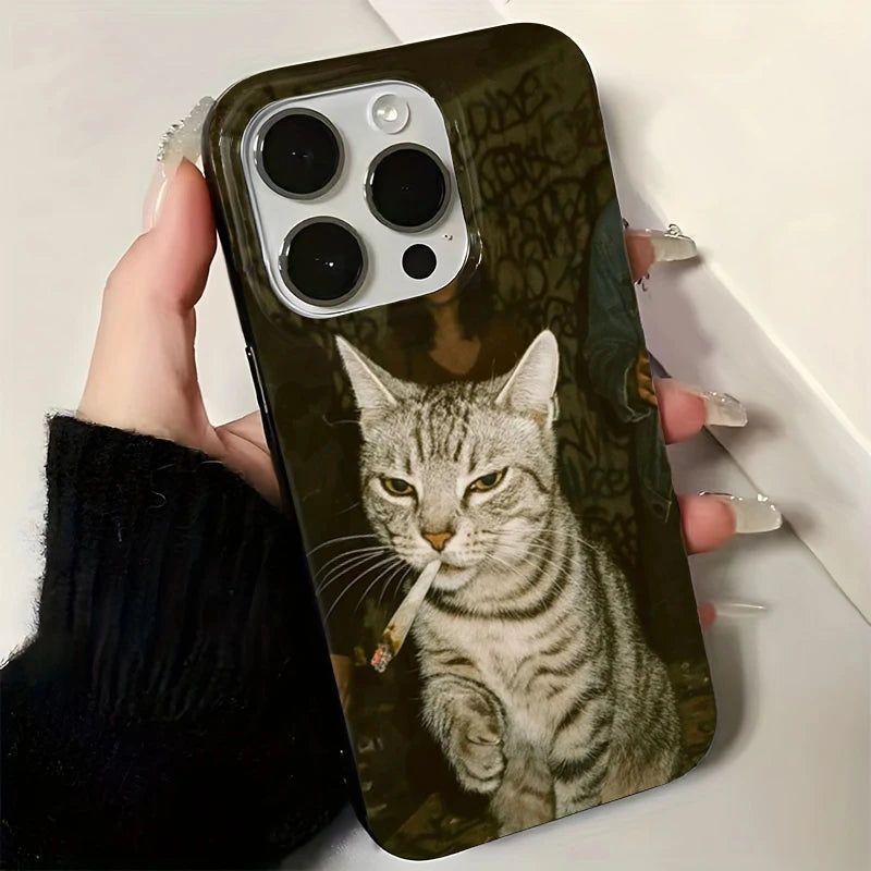 Fashion Kitten Smoking Pattern Phone Case For iPhone 11 12 13 14 15 16 17 18 Pro Max 16E 17Air X XR XS Max 7 8 Plus Soft Cover