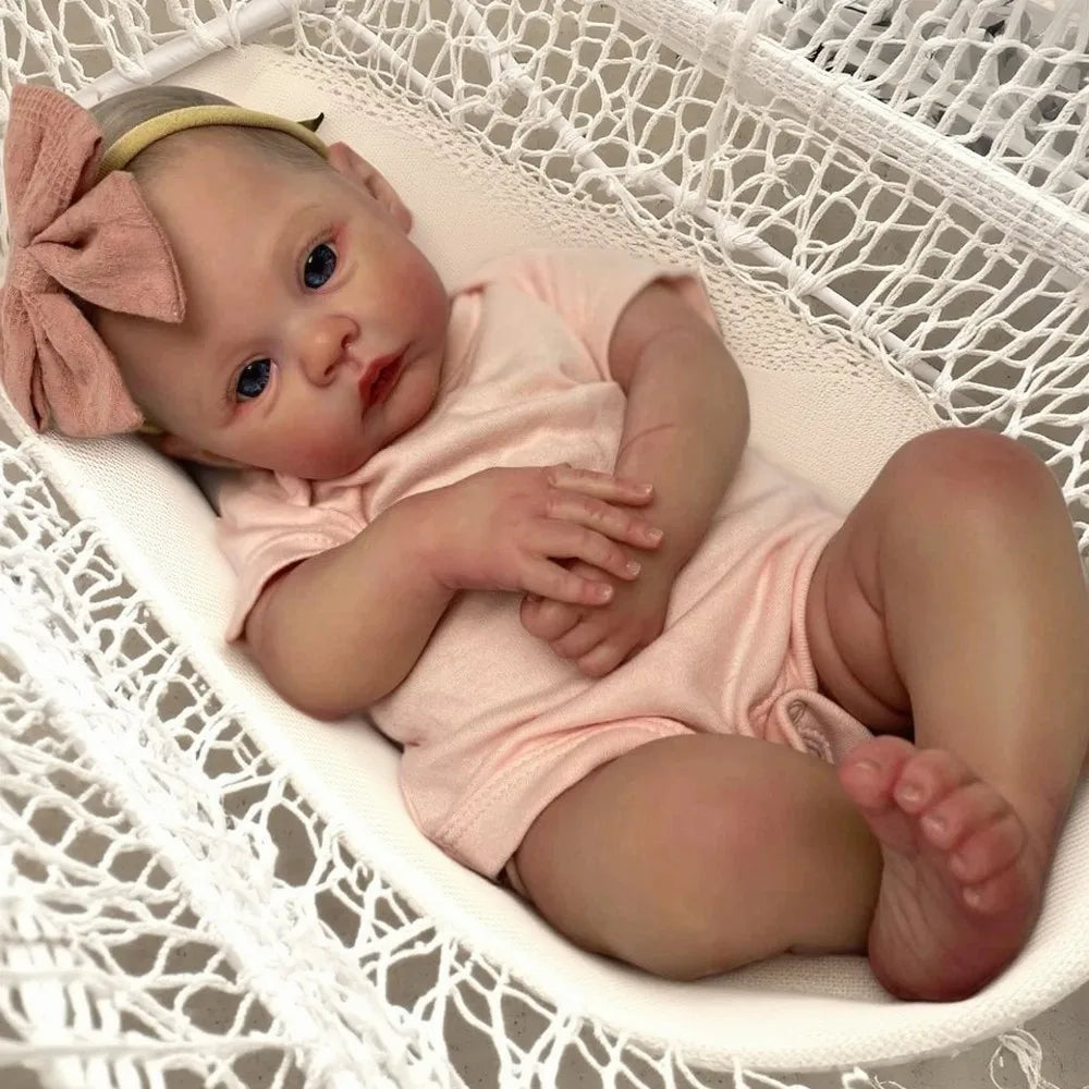 NPK 18inch Reborn Baby Doll Meadow Soft Body 100% handmade 3D Skin with Visbile Veins Collectible Art Doll Christmas Gift