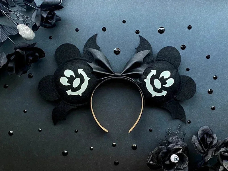 Disney Halloween Ear Headbands For Adults Kids Cosplay Bat Skeleton Maleficent Hairband Girls Ghost Women Party Hair Accessories