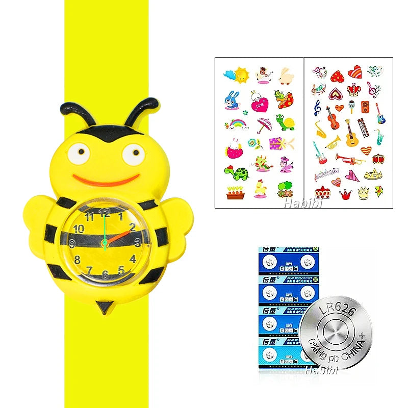 Boys Girls Watches Baby Kindergarten Party Gift Children Study time Toy Wristwatches Slap Bracelet Clock Cartoon Kids Watches