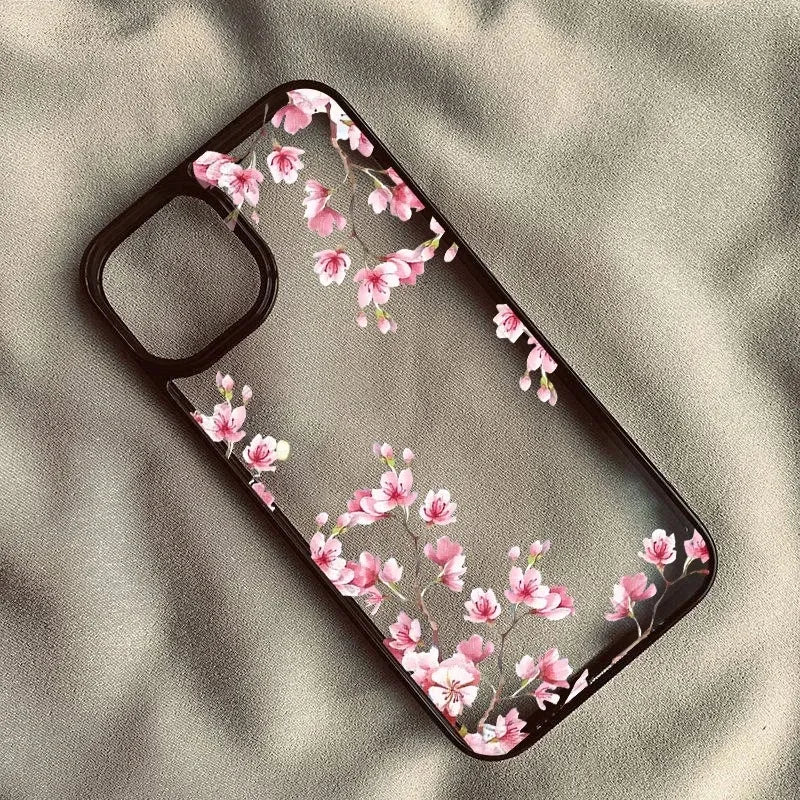 Pink Magnolia Flower Phone Case For iPhone 18 Pro Max 17 16 15 14 13 12 11 7 8 Plus Air Plum Blossom Shockproof Clear Hard Cover
