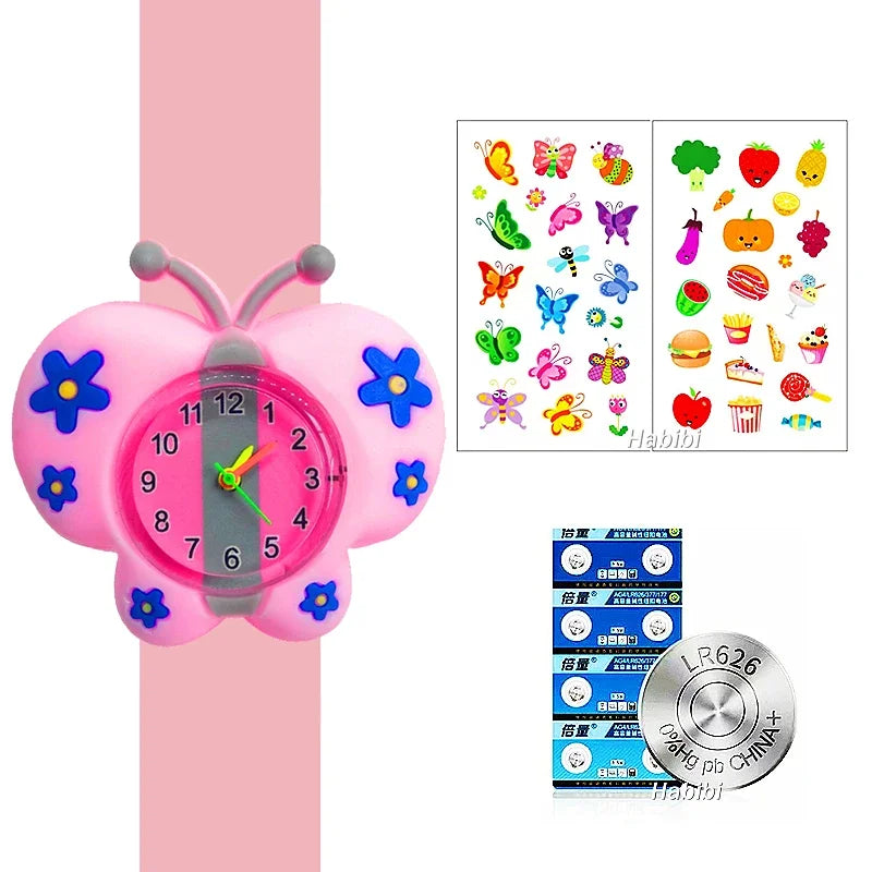 Boys Girls Watches Baby Kindergarten Party Gift Children Study Time Toy Wristwatches Slap Bracelet Clock Cartoon Kids Watches 22