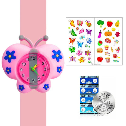 Boys Girls Watches Baby Kindergarten Party Gift Children Study Time Toy Wristwatches Slap Bracelet Clock Cartoon Kids Watches 22