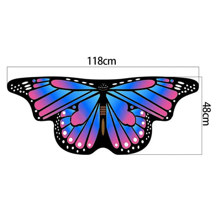 Kids Butterfly Wings Cape Girls Fairy Shawl Pixie Cloak Fancy Colorful Dress Costume Gift  Party & Holiday DIY Decorations