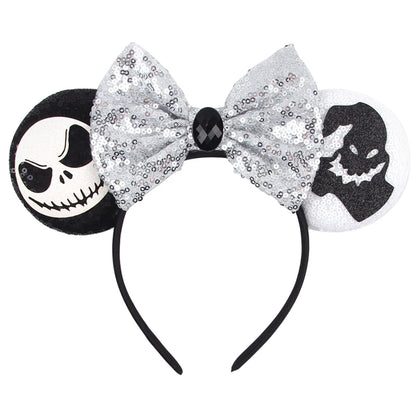 2023 Mouse Ears Headband For Kids Adult Halloween Spider Sequins Bow Hairband Festival Party Cospaly DIY Hair Accessories