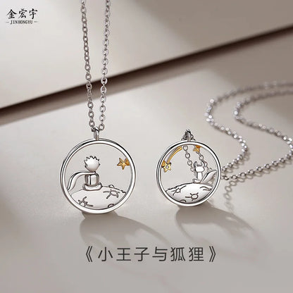 Fashion Cute Prince Little Fox Pendant Necklaces Choker Couple Necklaces Pendants Women Jewelry Accessories Valentine's Day Gift