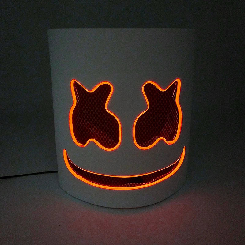 DJ Marshmello Luminous Head Cover LED Light Up Halloween Cosplay Headgear Glowing Helmet for Neon Night Club Music Rave Props