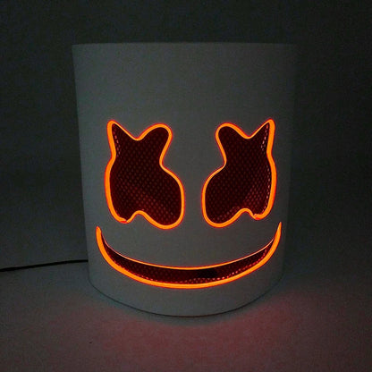 DJ Marshmello Luminous Head Cover LED Light Up Halloween Cosplay Headgear Glowing Helmet for Neon Night Club Music Rave Props