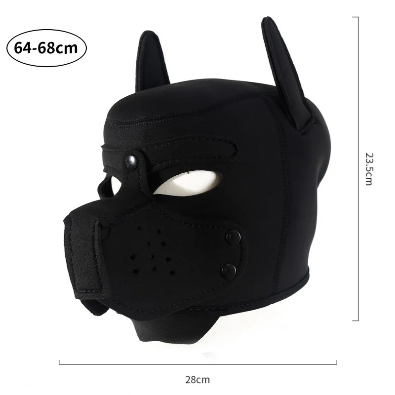Fashion Unisex Sexy Costumes Latex Open Mouth Dog Headgear Halloween Pupply Play Party Couples Games Full Face Fetish Masks Hood